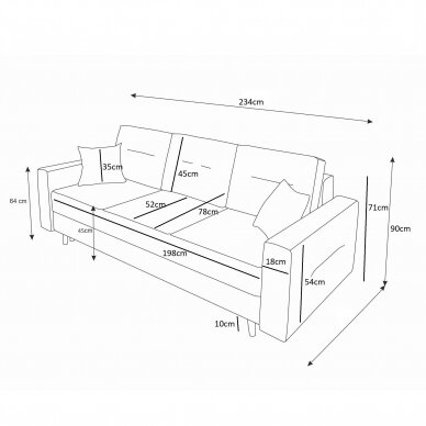 Trivietė sofa - lova 6